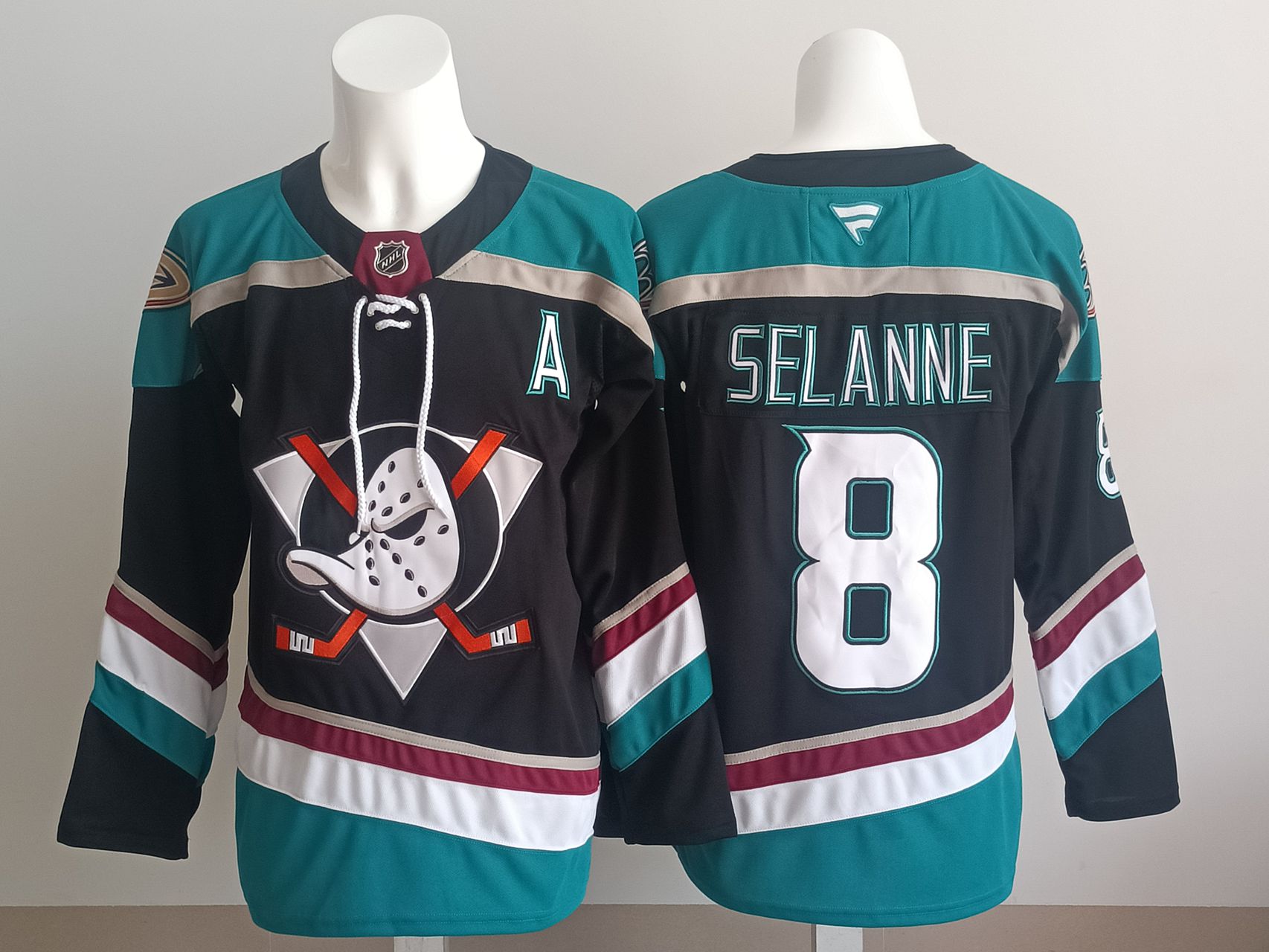 Men Anaheim Ducks #8 Selanne Black Throwback 2025 NHL Jersey style 001